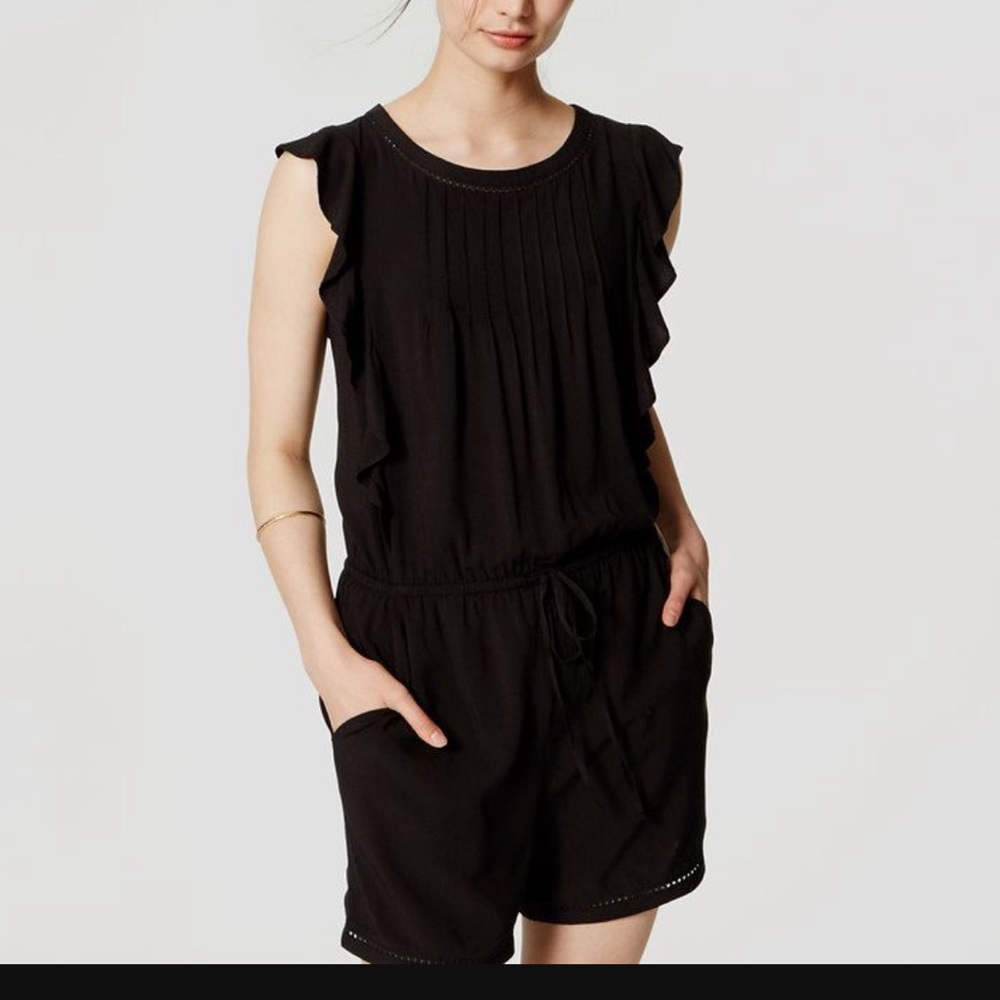 LOFT Black shorts romper